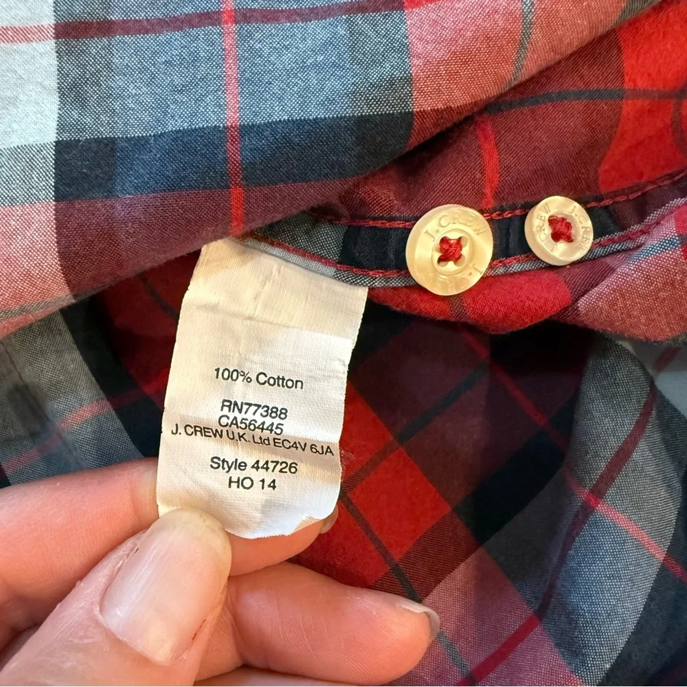 J. Crew Men’s Woven‎ Red and Blue Plaid Button Down Shirt Large Classic Casual